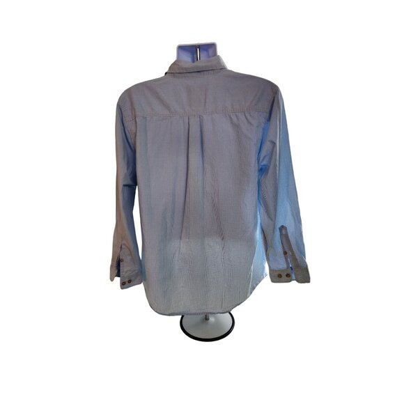 Guy Harvey Button Down Shirt L Blue Cotton Check Marlin Logo Coastal Fishing - Picture 3 of 9